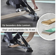 Laminatschneider zum Schneiden von Laminat-, Vinyl- und Designböden bis 14 Millimeter Stärke