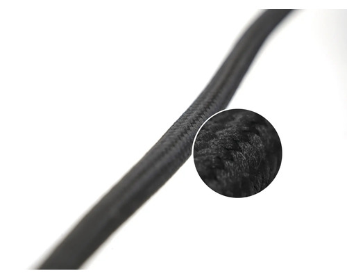 Textilkabel mit Nahansicht der Textilstruktur