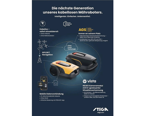 Drahtlose Mähroboter mit GPS RKT Navigation und mobile Datenverbindung von Stiga.