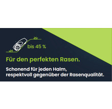 Rasenmäher Illustration für Steigungen bis 45 Prozent. Für den perfekten Rasen.