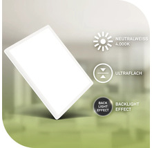 Flache Leuchte mit neutralweissem Licht, 4000 Kelvin und Hintergrundbeleuchtung