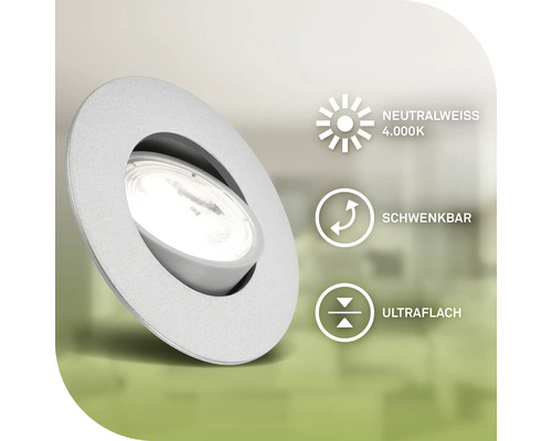 Einbaustrahler mit neutralweissem Licht, schwenkbar und ultraflach