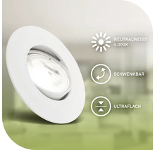 Einbaustrahler mit neutralweissem Licht, 4000 Kelvin, schwenkbar und ultraflach