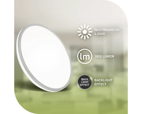 Flache LED Deckenleuchte mit 1800 Lumen und neutralweißem Licht von 4000 Kelvin