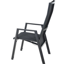 Gartenstuhl Hochlehner mit Armlehnen aus Metall und Textilgewebe