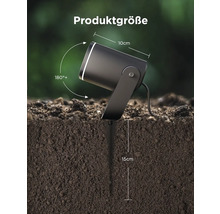 Produktgrößenangabe: 10 cm Durchmesser, 15 cm Erdspieß, 180 Grad schwenkbar