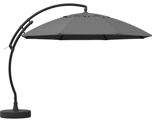 Freischirm mit Fuß und gebogenem Mast