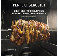 Fleisch mit Gemüse auf einem Grillspieß.