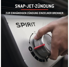 Nahaufnahme der Einhandzündung einzelner Brenner eines Weber Spirit Gasgrills.