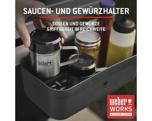 Soßen- und Gewürzhalter zur Aufbewahrung von Grillsoßen und Gewürzen