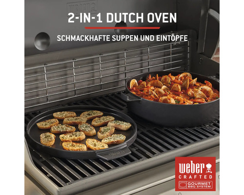 Weber 2-in-1 Dutch Oven mit Suppe und Bruschetta auf einem Grill