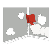 Anwendung eines Fugenglätters in einer Ecke zur Glättung von Dichtmasse