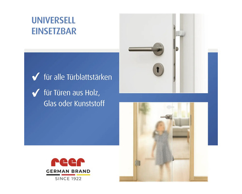 Türsicherung für alle Türblattstärken und Türen aus Holz, Glas oder Kunststoff