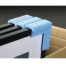 Schutzvorrichtungen aus Schaumstoff an einem Bilderrahmen zum sicheren Transport