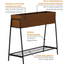 Hochbeet aus Cortenstahl mit Ablagefläche