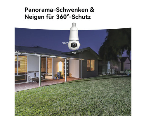 Überwachungskamera im Aussenbereich mit 360 Grad Schwenk- und Neigefunktion