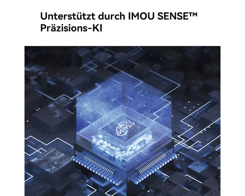 Illustration einer Computerplatine mit Imou Sense Logo zur Präzisions-KI Unterstützung