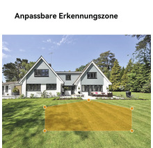 Anpassbare Erkennungszone vor einem Haus mit Garten