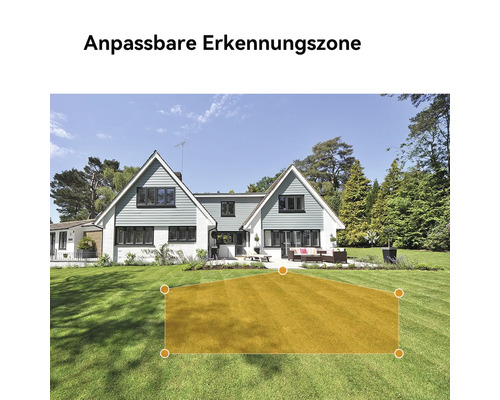 Anpassbare Erkennungszone vor einem Haus mit Garten