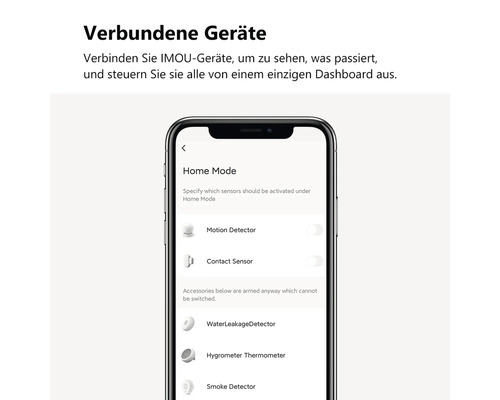 Smartphone-Display mit IMOU-App zur Steuerung verbundener Geräte