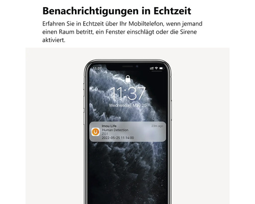 Mobiltelefon mit Benachrichtigung über Personenerkennung
