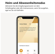 Smartphone mit Anzeige des Heimmodus zur Aktivierung von Sensoren