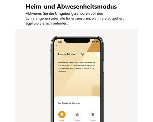 Smartphone mit Anzeige des Heimmodus zur Aktivierung von Sensoren