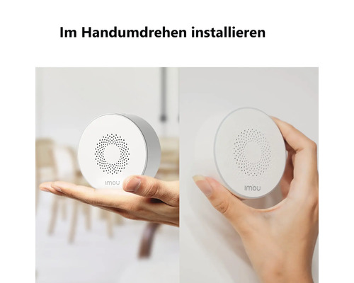 Einfache Installation eines Rauchmelders in der Hand