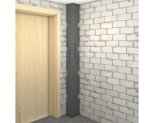 Raumecke mit Innendämmung und Backsteinmauerwerk