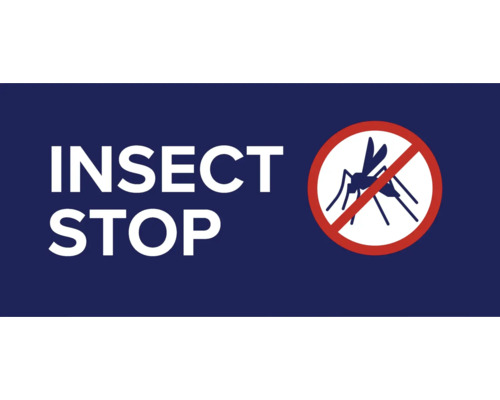 Symbol für Insektenschutz mit dem Text Insect Stop.