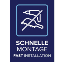 Symbol für schnelle Montage ohne Werkzeug.