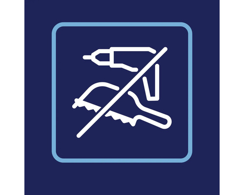 Symbol nicht bohren oder sägen.