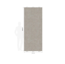 Wandpaneel mit vertikalen Lamellen in Steinoptik, Maße 2600 Millimeter mal 1125 Millimeter, bestehend aus drei Elementen zu je 375 Millimeter.