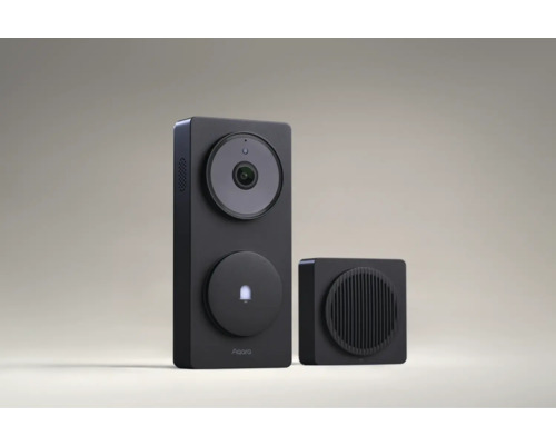 Aqara Video-Türklingel G4 mit integrierter Kamera, Klingeltaste und separater Inneneinheit für den Gong.