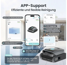 Smartphone-App zur Steuerung des Poolroboters Aiper Scuba S3 mit Reinigungsmodi, Zeitplan und Reinigungsprotokoll.