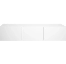 Moderner, griffloser Hängeschrank in Weiß mit drei Fronten für eine minimalistische Aufbewahrung.