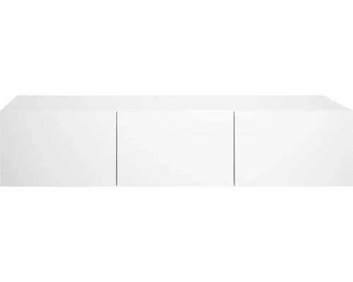 Moderner, griffloser Hängeschrank in Weiß mit drei Fronten für eine minimalistische Aufbewahrung.