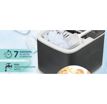 Eismaschine produziert 7 Eiswürfel in unter 8 Minuten, kein Wasseranschluss nötig, inklusive Eisschaufel.