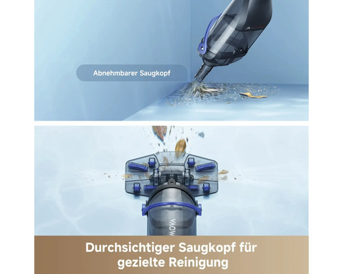 Poolreiniger mit abnehmbarem und durchsichtigem Saugkopf zur Reinigung von Ecken und Bodenflächen unter Wasser.