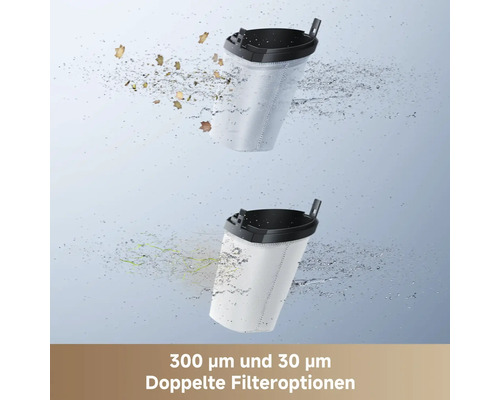 Zwei Filterbeutel für Poolreiniger mit 300 Mikrometer und 30 Mikrometer Maschenweite für grobe und feine Verschmutzungen im Wasser.