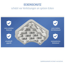 Eckenschutz aus extra weichem Material mit vormontiertem, extra starkem 3M Klebeband, schadstoffgeprüft.