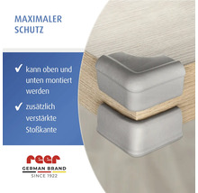 Reer Eckenschutz für Tischkanten, oben und unten montierbar, verstärkte Stoßkante für maximalen Schutz, reer Logo.