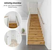 Vielseitig einsetzbares Tür- oder Treppenschutzgitter für Wohnbereiche mit Treppen und Türen.