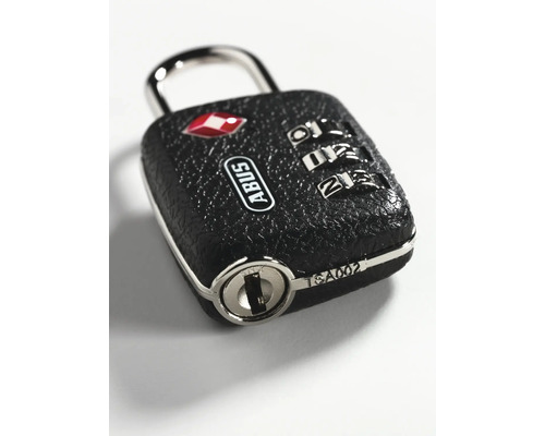 ABUS TSA-Zahlenschloss für Reisegepäck mit dreistelligem Zahlencode und ABUS Logo.