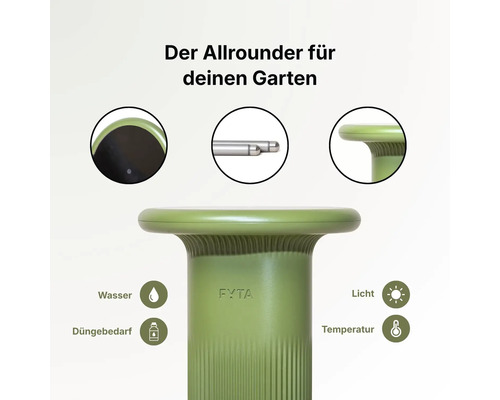 FYTA Pflanzensensor mit Messfunktionen für Wasser, Düngebedarf, Licht und Temperatur für den Garten.
