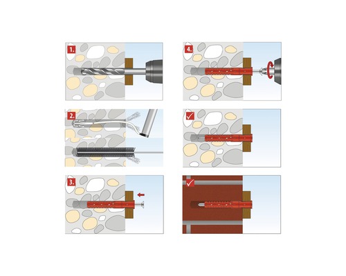 Anleitung zur Verwendung eines Dübels in sechs Schritten