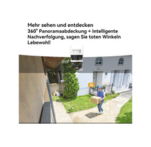 Außen-Überwachungskamera mit 360 Grad Panorama, intelligenter Nachverfolgung, 355 Grad horizontaler und 90 Grad vertikaler Drehung.