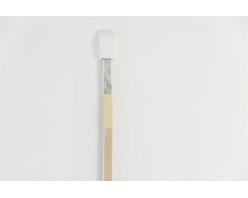 Gurtzug für Rollläden mit weißem Gehäuse und gewebtem Gurtband.