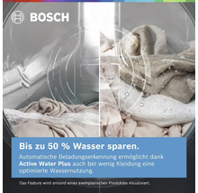 Bosch Waschmaschine mit Active Water Plus Technologie zur automatischen Beladungserkennung und Einsparung von bis zu 50 Prozent Wasser.