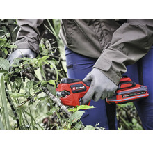 Person schneidet einen Ast mit einer Einhell Akkumulator Astschere im Garten.